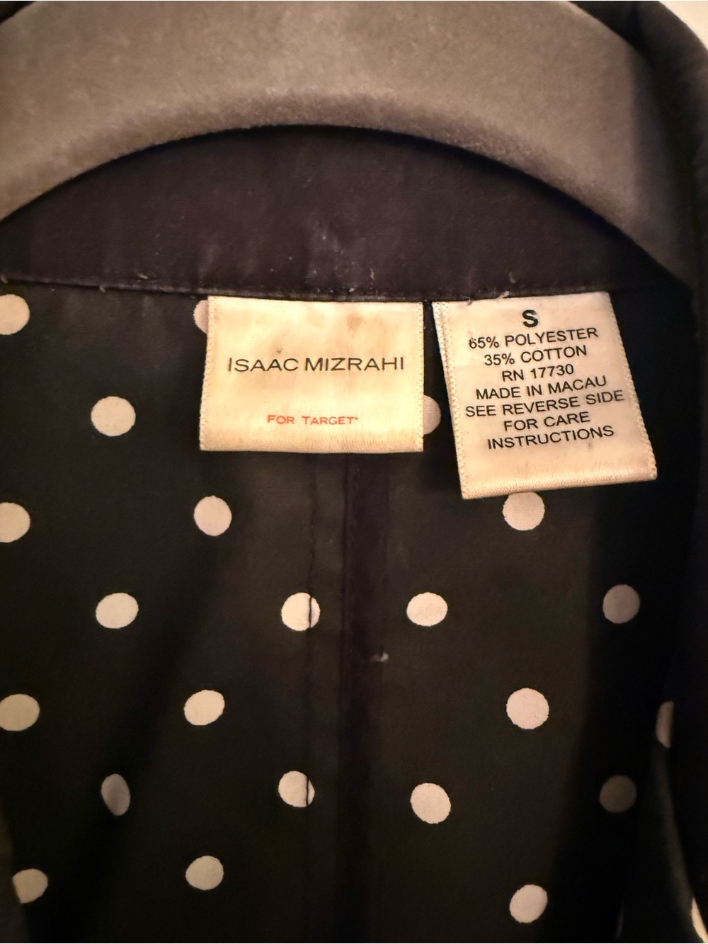 Isaac Mizrahi for Target Black Rain Jacket with White Polka Dot Lining